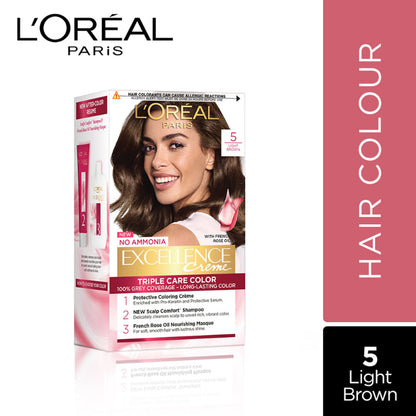 L'Oreal Paris Excellence Creme Hair Color - 5 Light Brown ((72ml)