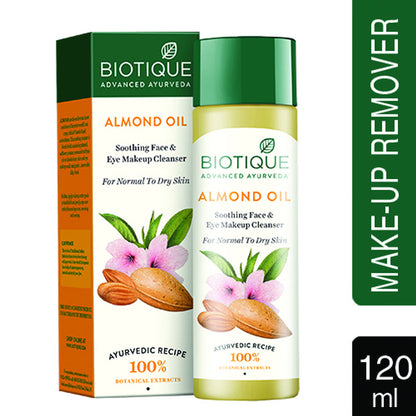 Biotique Bio Almond Oil Soothing Face & Eye Make Up Cleanser for Normal To Dry Skin (120ml)