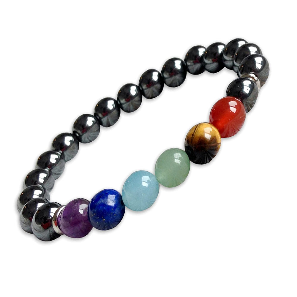 D'vine Hematite Stone 7 Chakras Feng Shui Bracelet for Men Boys Women