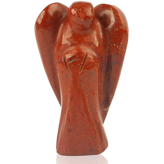 Reiki Crystal Products Natural Stone Jasper Angel Figurine, 1 Inch, Red, 1 Piece