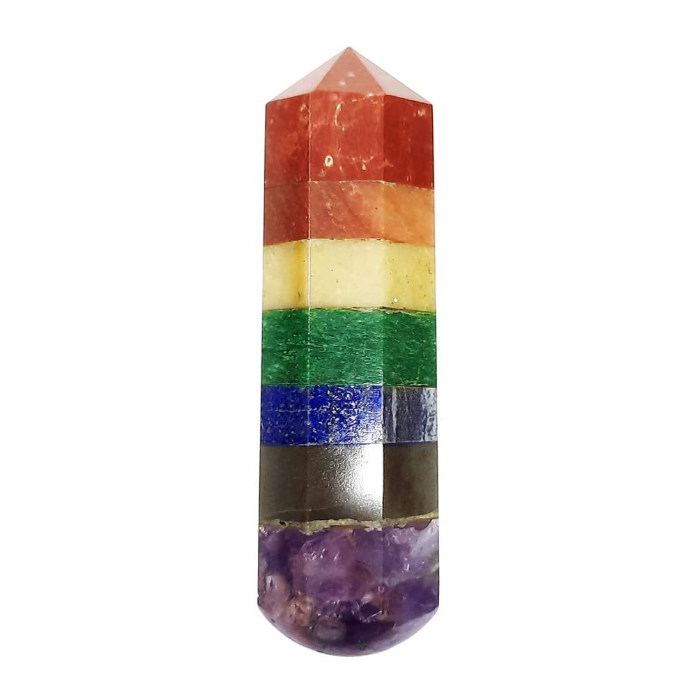 Seven Chakra Healing Wand,Wand for Reiki Healing Energy,Seven Chakra Pencil Point Crystal, 7 Chakra Wand,Seven Chakra Massage Wand-Multicolor