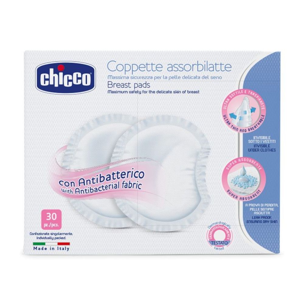 Chicco Anti - Bacterial Breast Pads Pads 30 Pcs (30pcs)