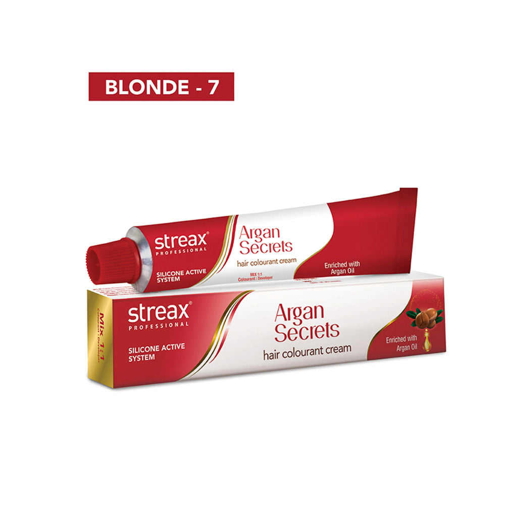 Streax Professional Argan Secrets Hair Colourant Cream - Blonde 7 (60gm)