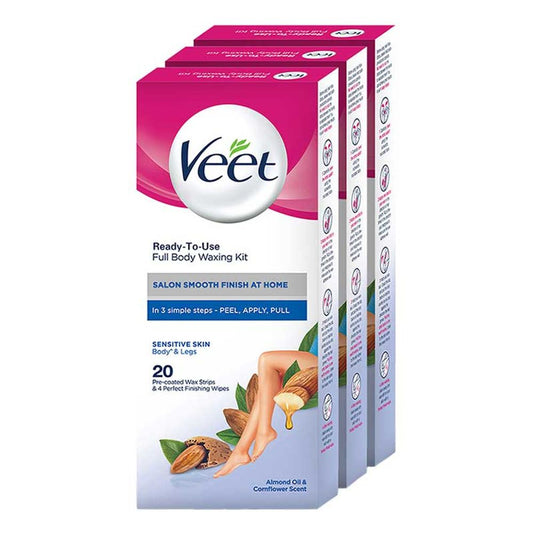 Veet Full Body Waxing Kit For Sensitive Skin - Pack Of 3