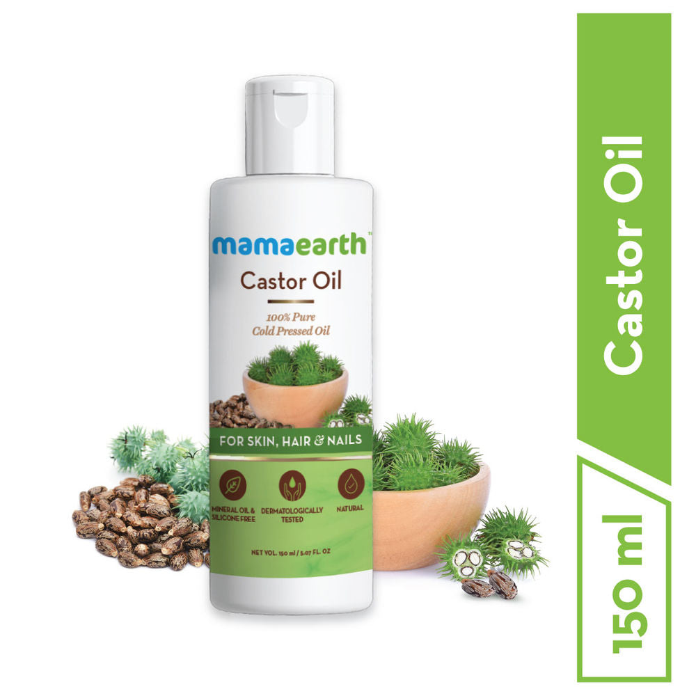 Mamaearth Castor Oil 100% Pure Cold Pressed Oil For Skin- Hair & Nails (150ml)