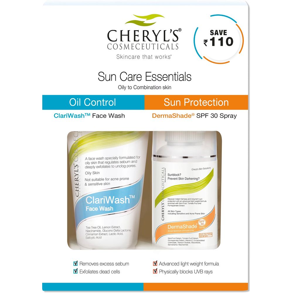 Cheryls Cosmeceuticals Facewash & Sun Protection SPF 30 spray - Oily to Combination Skin (50gm+50ml)