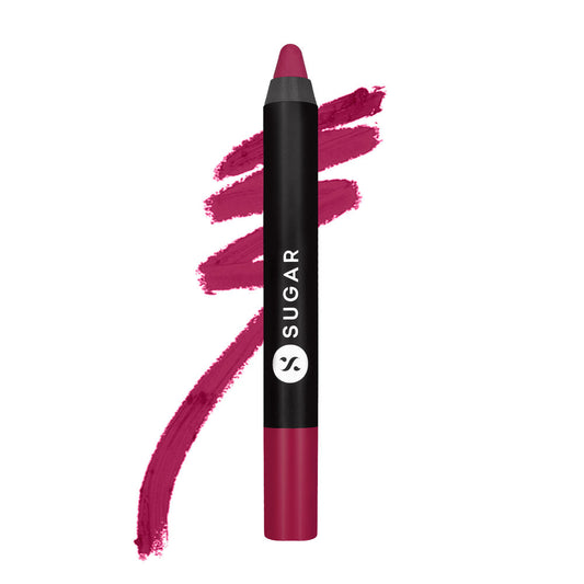 SUGAR Matte As Hell Crayon Lipstick With Free Sharpener - 31 Poppy Adams (Raspberry Pink) (2.8g)
