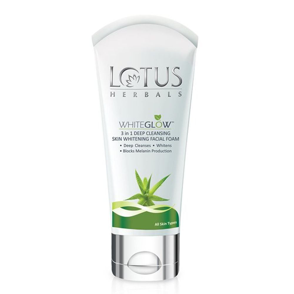 Lotus Herbals WhiteGlow 3-In-1 Deep Cleansing Skin Whitening Facial Foam (100gm)